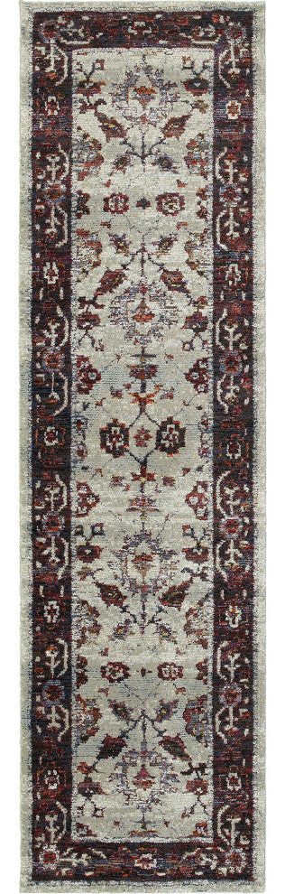 Oriental Weavers Andorra Collection Stone/ Red Oriental Indoor Area Rug 2'6"X12'
