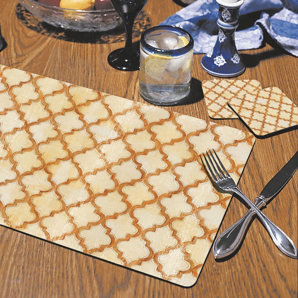 CounterArt Hardboard Placemat, Antique Quatrefoil, Set of 2