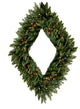 Pre-Lit Camdon Fir Diamond Shaped Artificial Christmas Wreath, Multi Lights, 48"