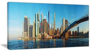 "New York City With Brooklyn Bridge" Canvas Print32"x16"