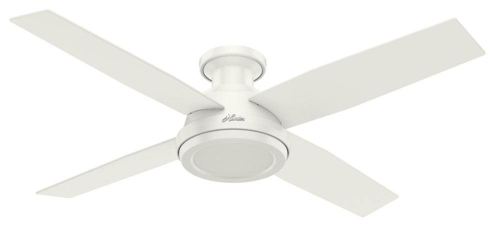 Hunter Fan Company  52" Dempsey Low Profile  Ceiling Fan + Remote, Fresh White