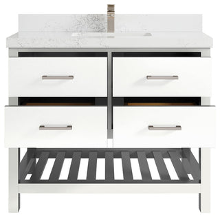 Parker 42 Single Sink Bath Vanity in White 2" Empira Quartz