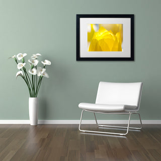 'Yellow Tulip' Matted Framed Canvas Art by Kurt Shaffer