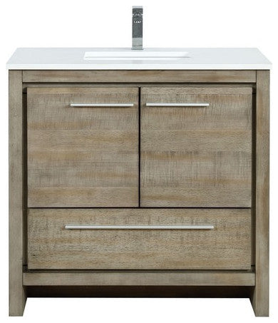 Lafarre Contemporary 36" Rustic Acacia Bathroom Vanity, Monte Chrome Faucet