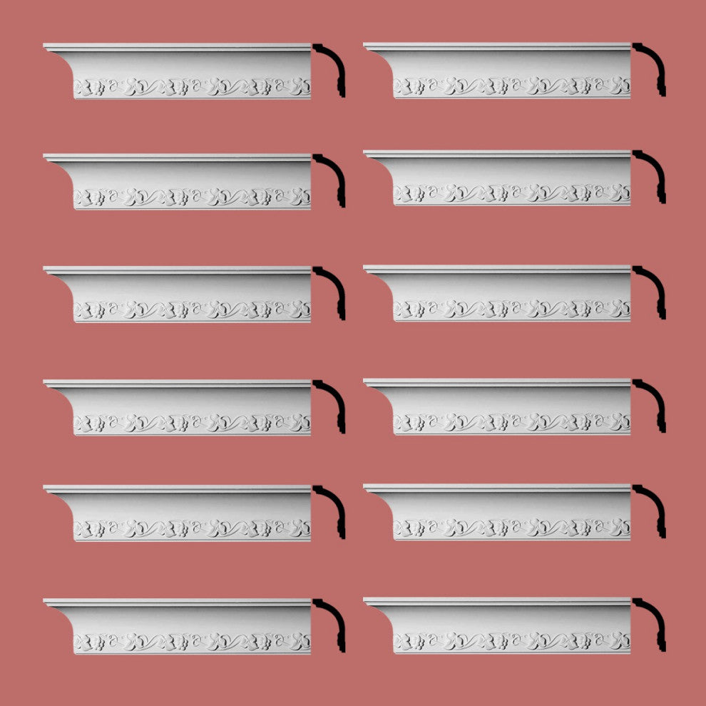Cornice White Urethane Daria Ornate Design 12 Pieces Totaling 1128" Length