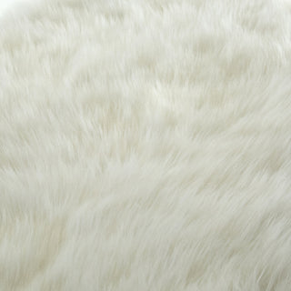 Astraea Faux Fur Metal Frame Ottoman Bench, White/Gold