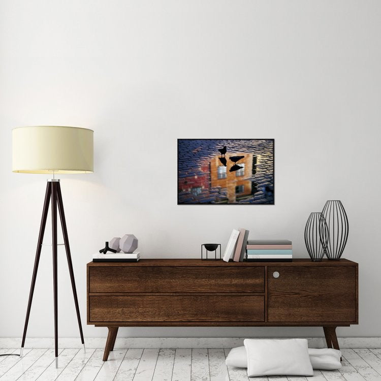 "Pigeons" Framed Canvas Giclee by Allan Wallberg, 31x21"