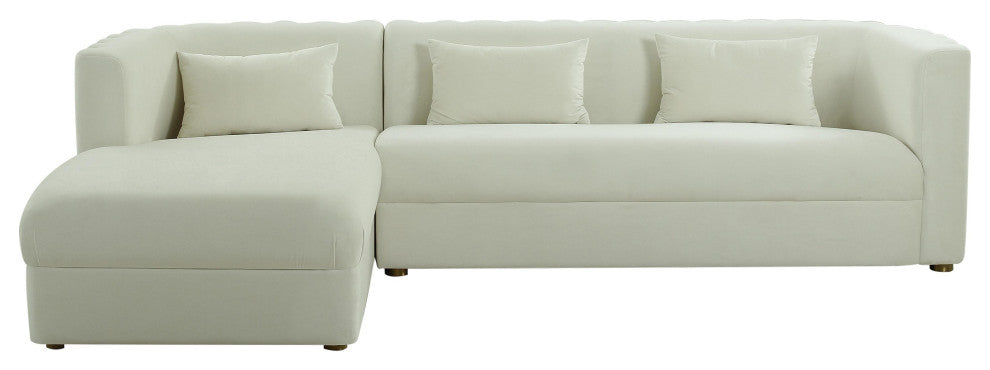 Callie Velvet Sectional, Cream, Laf