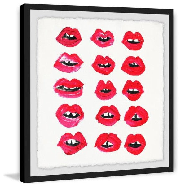 "Lip Rows" Framed Painting Print, 12"x12"