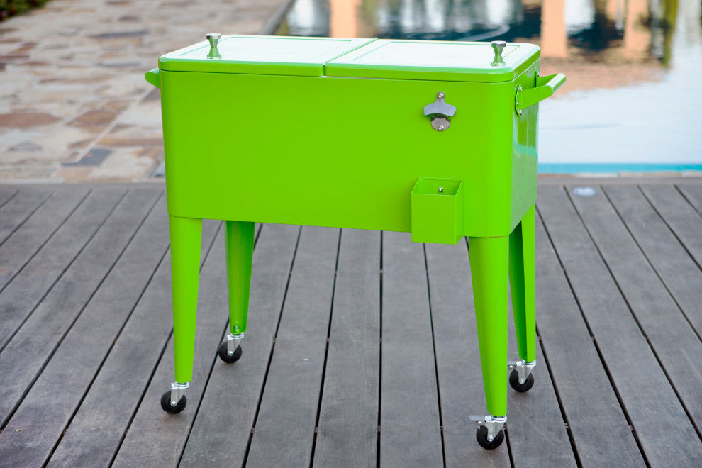 Permasteel 80 Quart Portable Rolling Patio Cooler, Lime