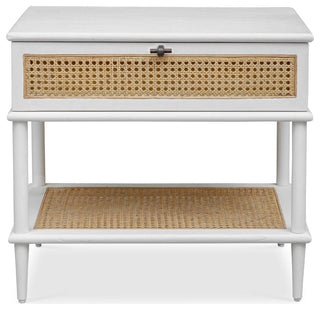 Uttermost Coast White Rattan Side Table