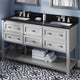 Adler Transitional 60" Grey Double Sink Vanity, Black Granite Vanity Top