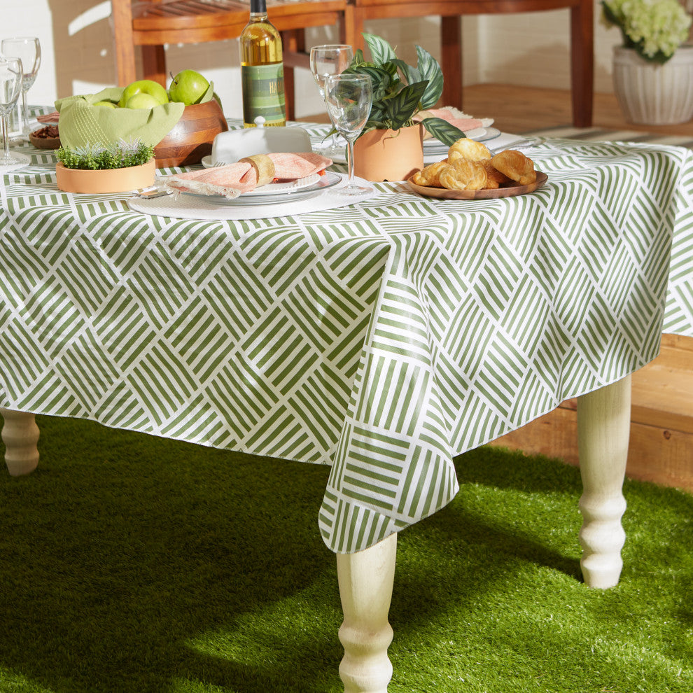 Artichoke Grid Vinyl Tablecloth 70 Round