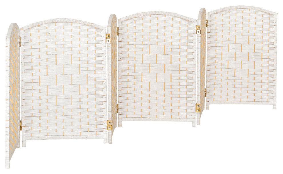 2 ft. Short Diamond Weave Fiber Room Divider White 6 Panel