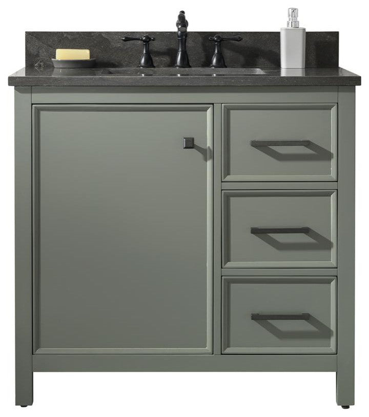 36" Single Sink Vanity Cabinet, Pewter Green