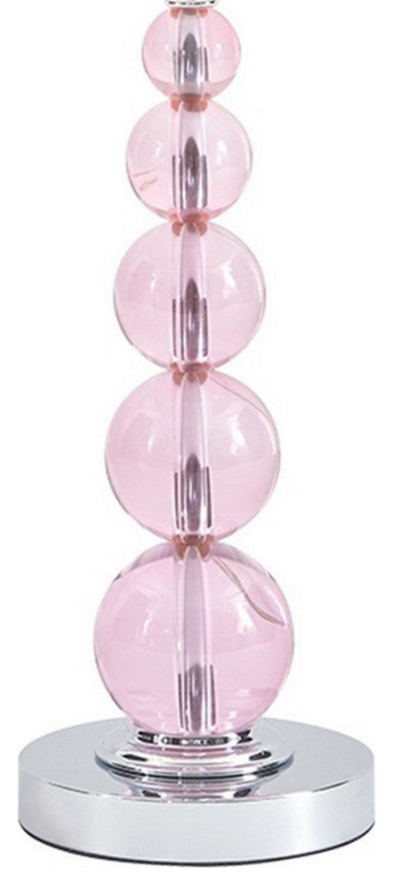 Benzara BM230974 Hardback Shade Table Lamp With Crystal Accents, Pink