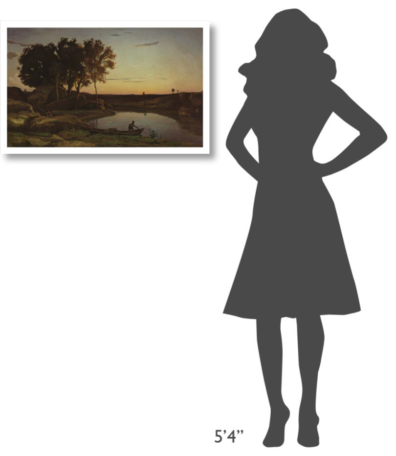"Landscape with Lake and Boatman" Print by Jean-Baptiste-Camille Corot, 32"x20"