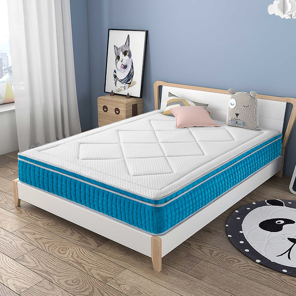 13"? Medium Euro Top Gel Memory Foam Cooling Hybrid Mattress, Queen