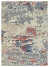 Ivory / Red Contemporary Modern Hand Crafted Area Rug
