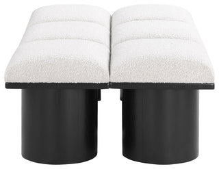 Pavilion Boucle Fabric Upholstered 6-Piece Modular Bench, Cream, Black Finish