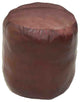 Pouf-Solid Handmade Leather Pouf (Recycled Foam with Fiber Fill), Cherry, [Round]16x16x16