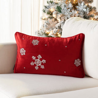 Safavieh Falling Snow Pillow Red 20" X 12"
