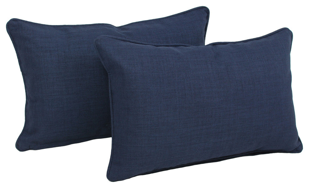 20"x12" Outdoor Spun Polyester Back Support Pillows, Set of 2, Azul