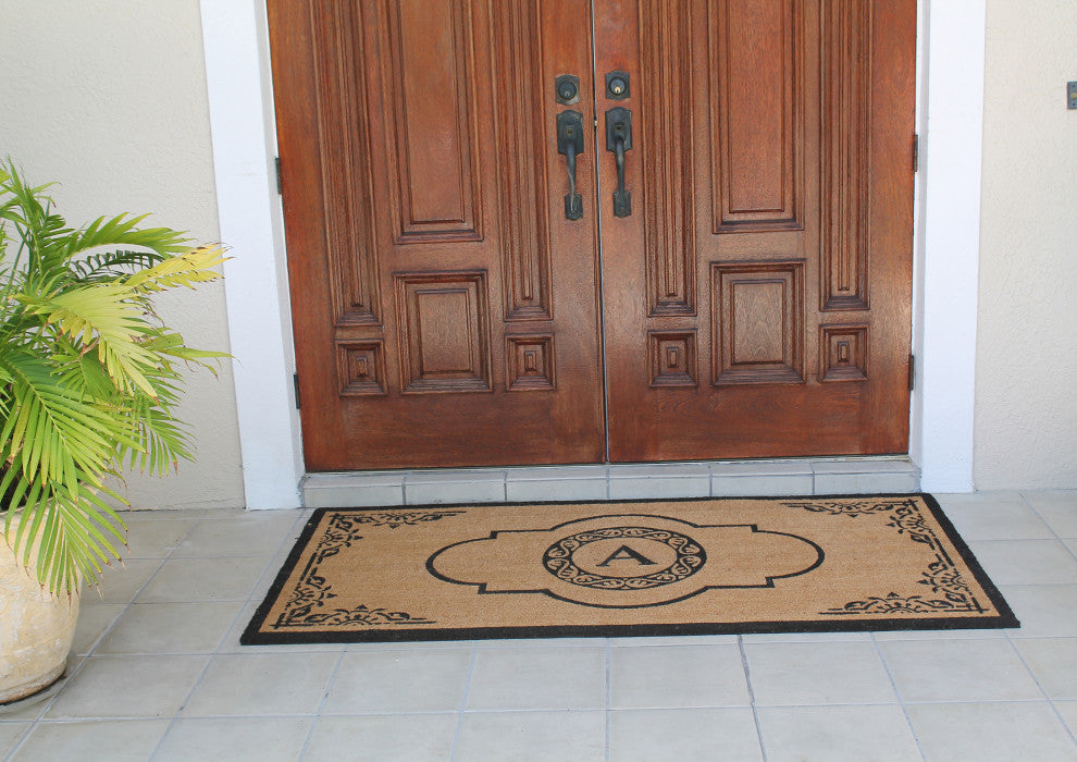 Hand Crafted Abrilina 36"x72" Coir Double Doormat Monogrammed, A