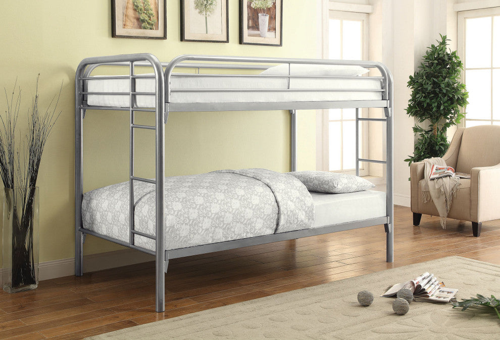 Twin Over Twin Bunk Bed, Silver