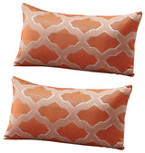 Safi Jacquard Lumbar 2 Pieces Pillow Shell Set, Burnt Orange, 14"x26