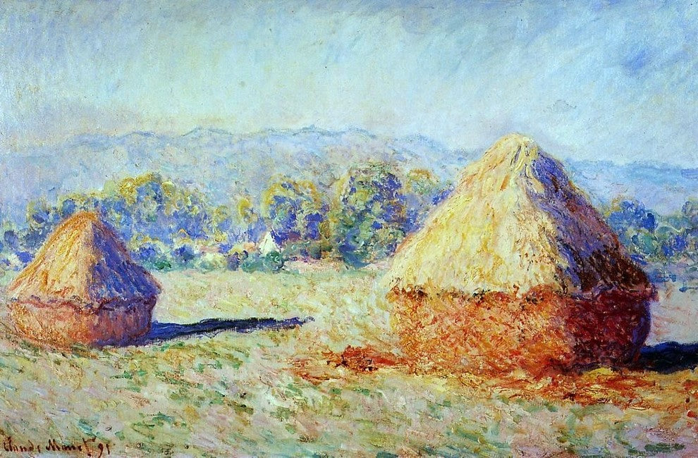Claude Oscar Monet Grainstacks in the Sunlight Morning Effect Wrapped Canvas