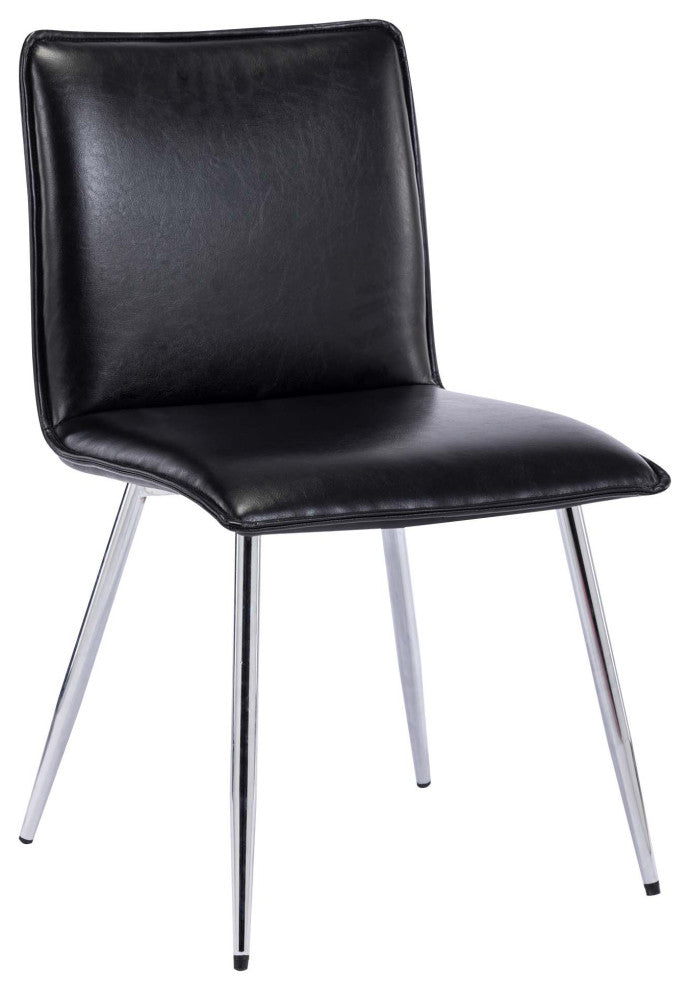 Set of 4 Minimalist Faux Leather Side Chairs for Dining Room, Black