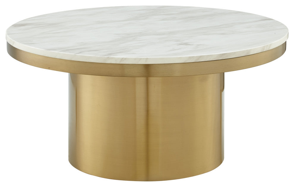 Inspired Home Sinai Coffee Table - White/Gold, 35.4Lx35.4Wx17H