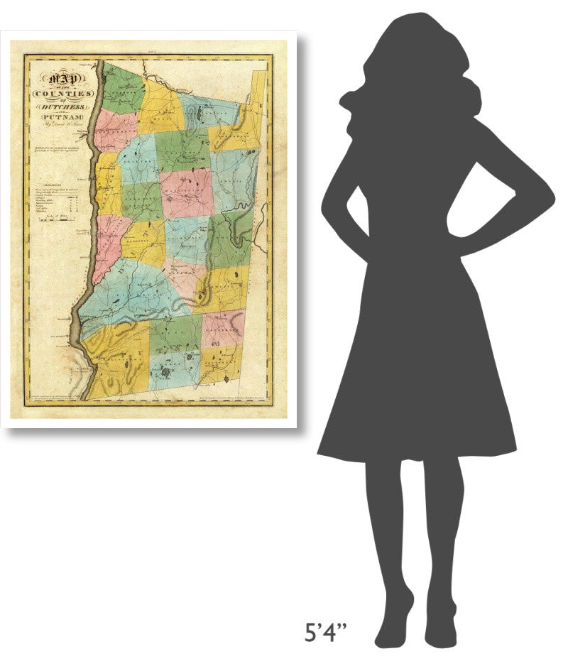 "New York - Dutchess, Putnam counties, 1829" Print by David H. Burr, 31"x42"