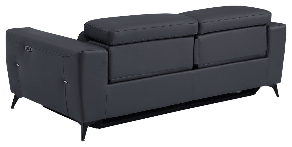 Arezzo Genuine Italian Leather Modern Sofa Set, Dark Gray