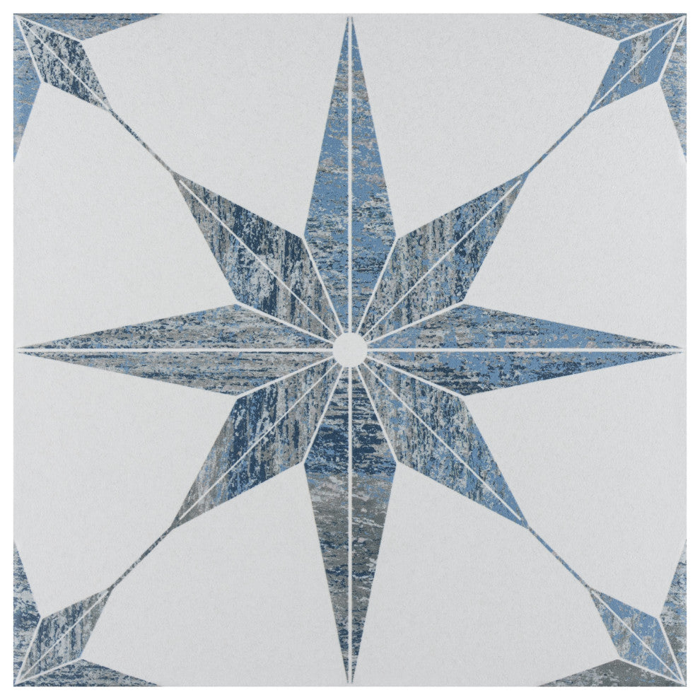 Cassis Stella Porcelain Floor and Wall Tile, Blue
