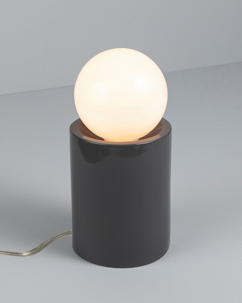 Short Pillar Table Lamp, Gloss Gray