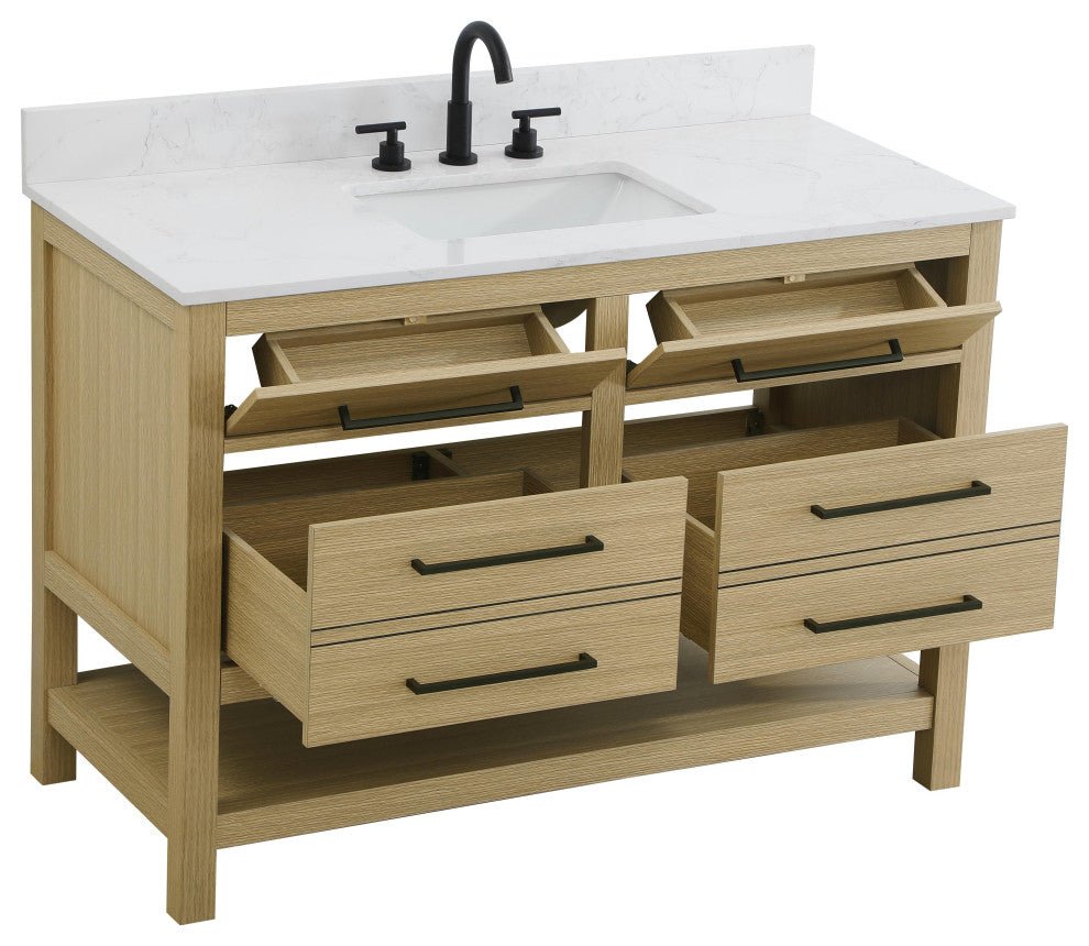 Home Living 48" Single Bathroom Vanity, Honey Brown With Backsplash