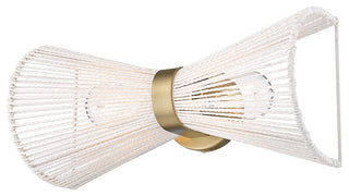 Avon 2-Light Wall Sconce, Brushed Champagne Bronze With Bleached White Raphia Rope Shade