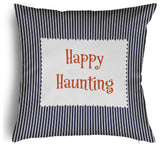 Happy Haunting Ticking Accent Pillow With Removable Insert, Navy, 20"x20"