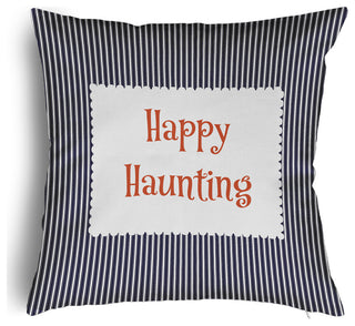 Happy Haunting Ticking Accent Pillow With Removable Insert, Navy, 20"x20"