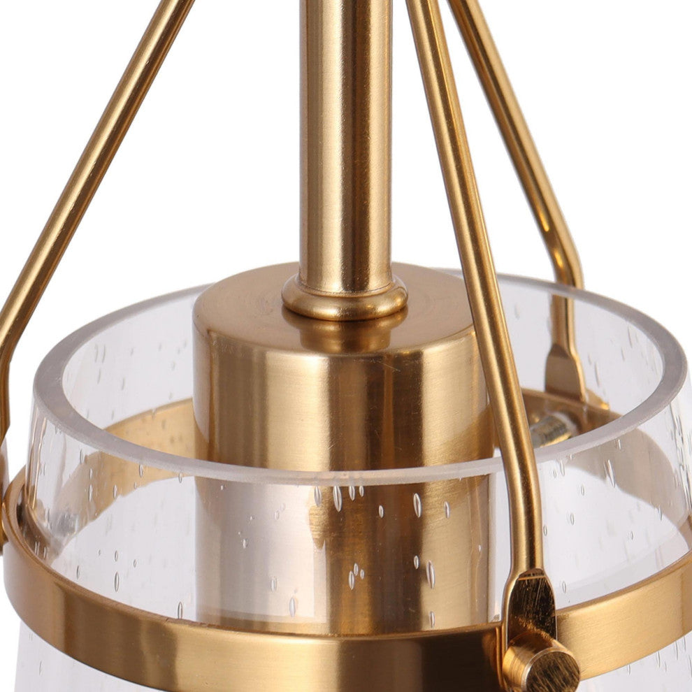LNC 3-Light Matte Black and Polished Gold Linear Modern LED Chandelier