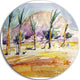 Watercolor Sea And Palm, Landscape Disc Metal Wall Art, 23"