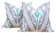 Pair of Gray Ikat Silk Pillows