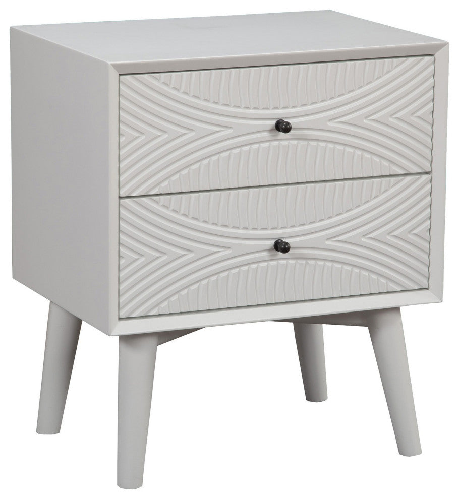 White Groovy 1 Drawer Wood Nightstand
