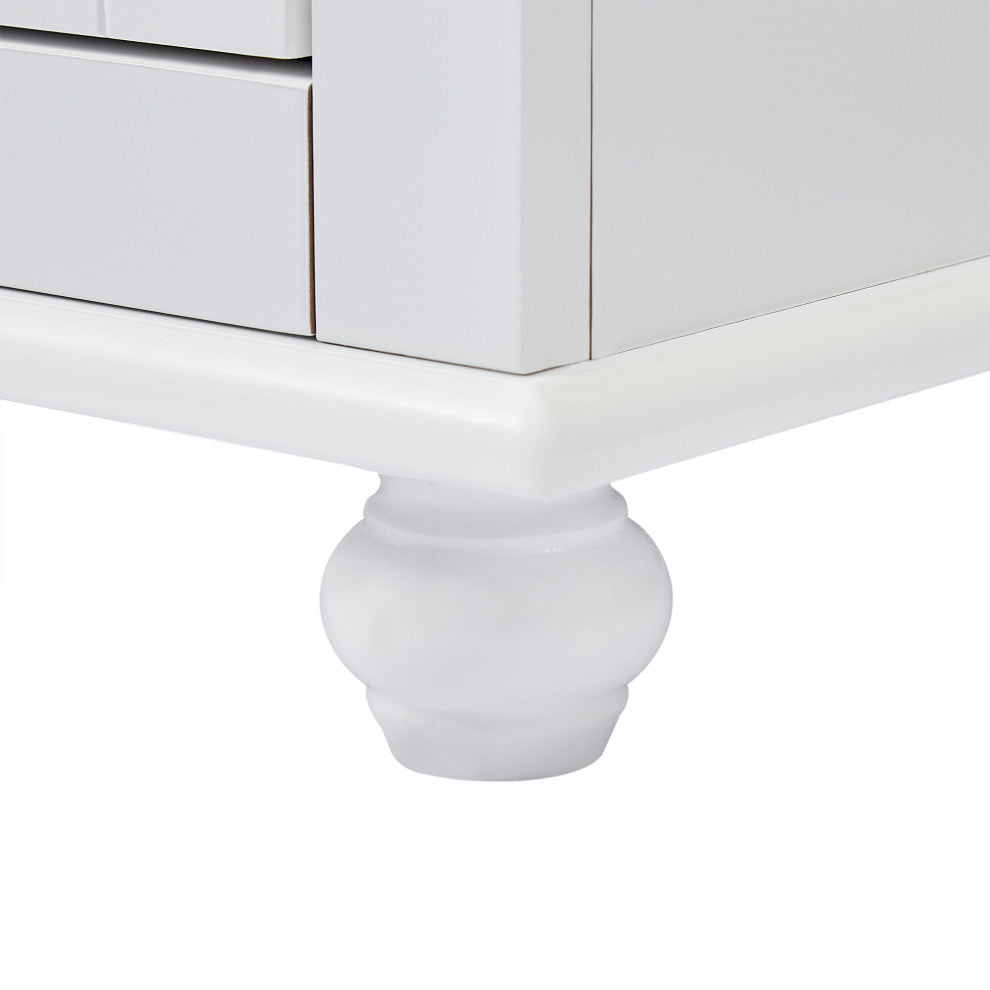63" Tall Wood 2-door Bath Cabinet, White, Adjustable Shelf