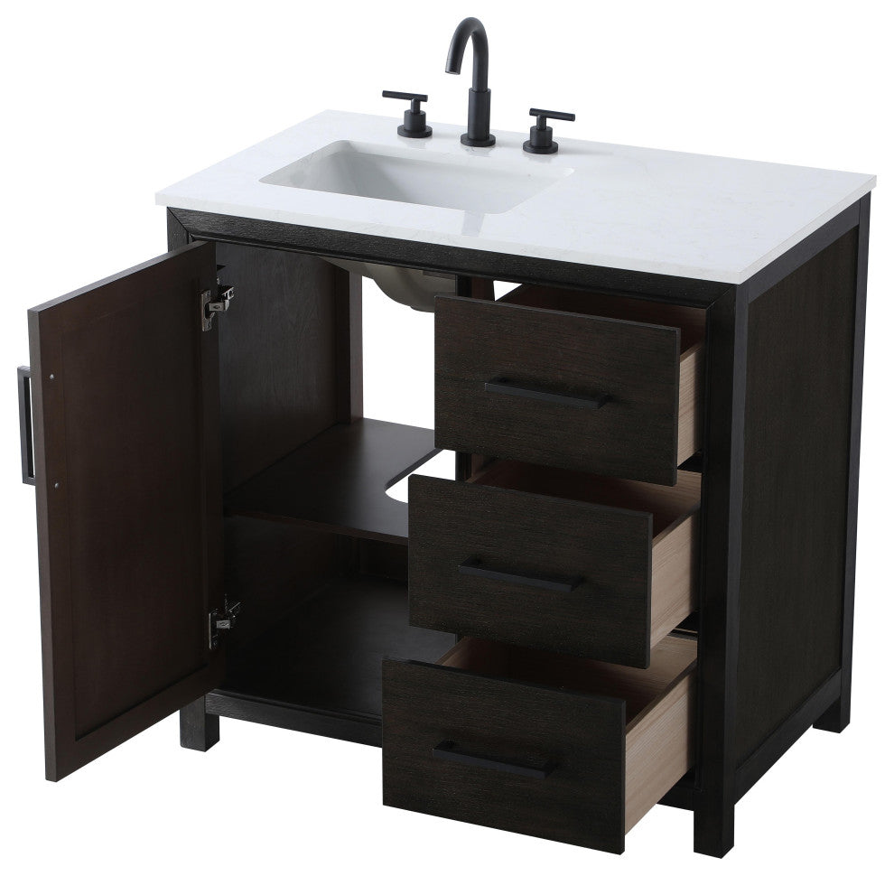 Home Living 36" Single Bathroom Vanity, Chocolate Oak
