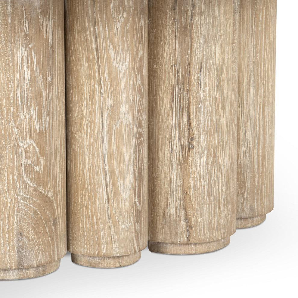 Tiber Round Wood Coffee Table by Kosas House, Whitewash