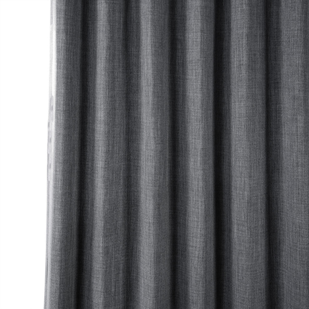 Faux Linen Darkening Curtain Single Panel, Dark Gravel, 50"x96"