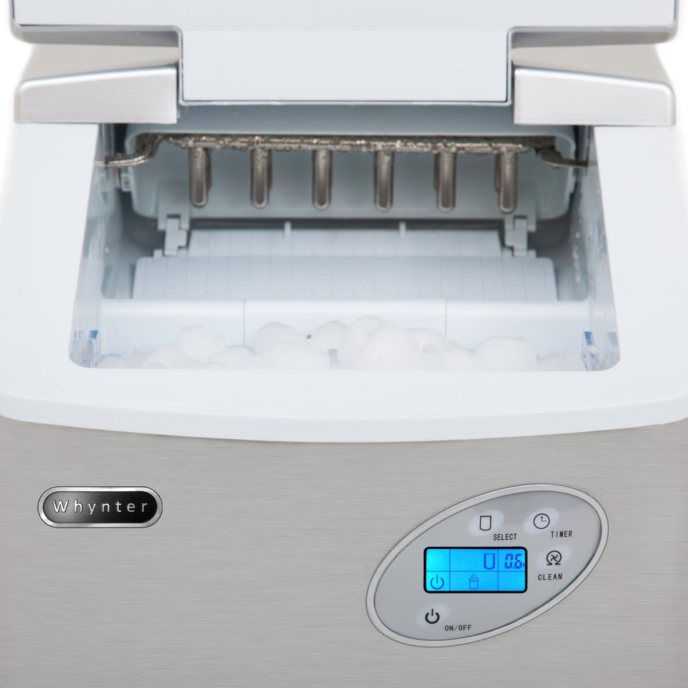 Portable Ice Maker With 49Lb Capacity Stainless Steel With Water Connection